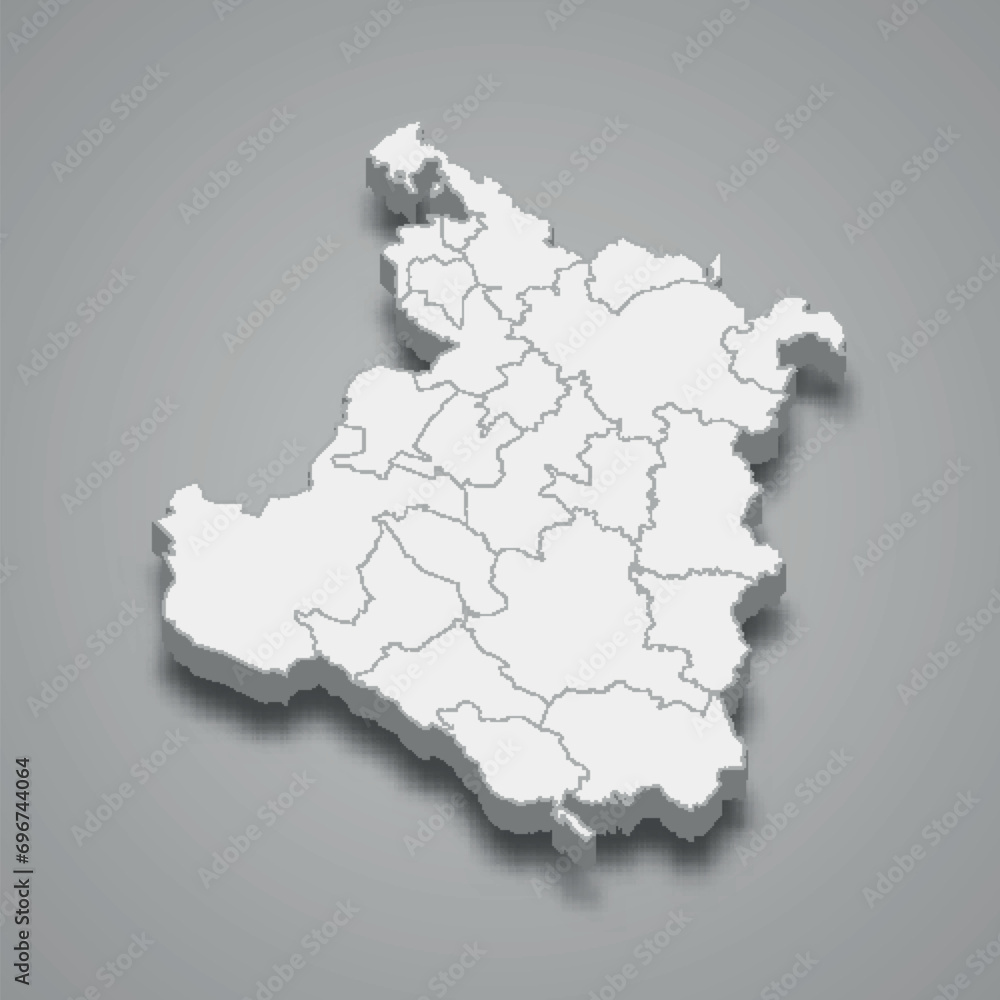 3d isometric map of Karlovac is a county of Croatia