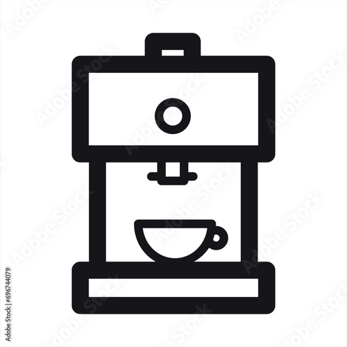 Coffeemaker, coffe machine vector line icon. Barista equipment linear logo. Outline symbol for cafe, bar, shop.
