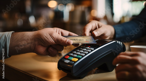 Close-up shot of person paying by credit card