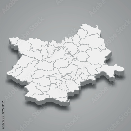 3d isometric map of Osijek-Baranja is a county of Croatia