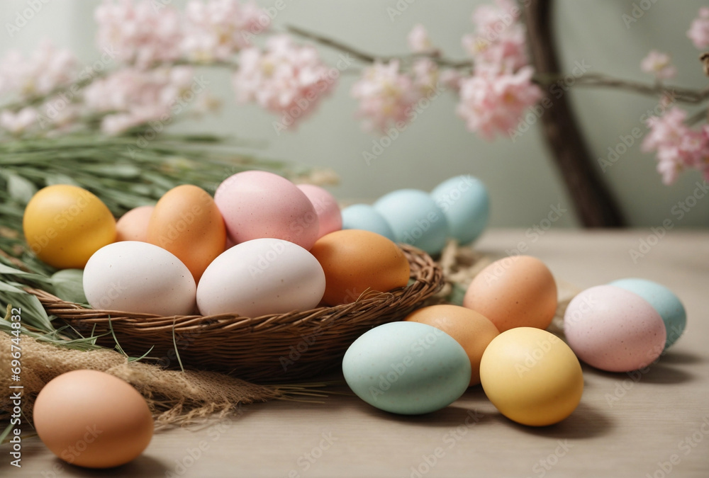 easter eggs in a basket easter eggs in a basket
