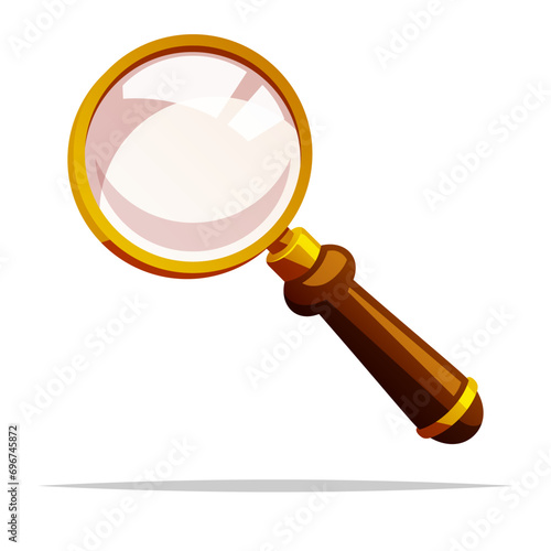 Antique vintage magnifying glass vector isolated illustration