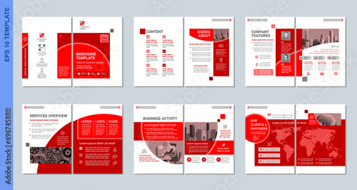 Brochure creative design. Multipurpose universal template, include cover, back and inside pages. Trendy minimalist flat geometric design. Vertical a4 format.