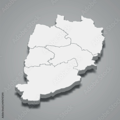 3d isometric map of Beni-Mellal-Khenifra is a region of Morocco