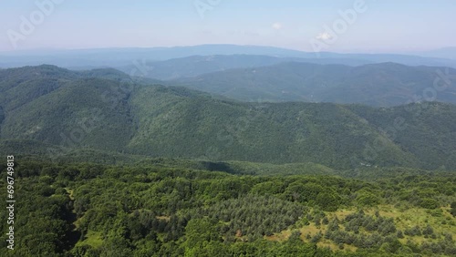 Aerial Summer Landscape of Erul mountain near Kamenititsa peak, Pernik Region, Bulgaria photo