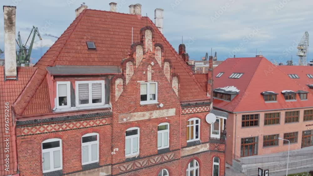 Red Brick Building with White Windows and Shutters Red Brick Building with White Windows and Shutters