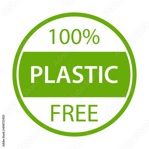 100% plastic free icon vector Plastic free warranty packaging sign for graphic design, logo, website, social media, mobile app, UI illustration