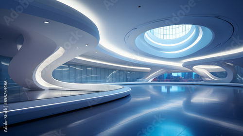 Beautiful modern futuristic building interior architecture