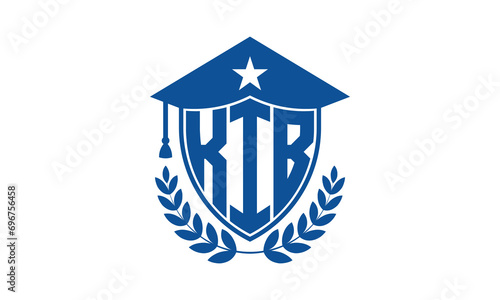KIB three letter iconic academic logo design vector template. monogram, abstract, school, college, university, graduation cap symbol logo, shield, model, institute, educational, coaching canter, tech 