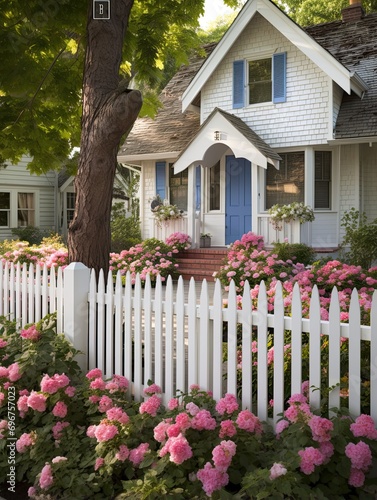 Cozy Family Haven: Picket Fence Delight in Unique Digital Image