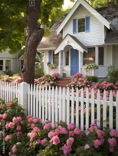 Cozy Family Haven: Picket Fence Delight in Unique Digital Image © Michael