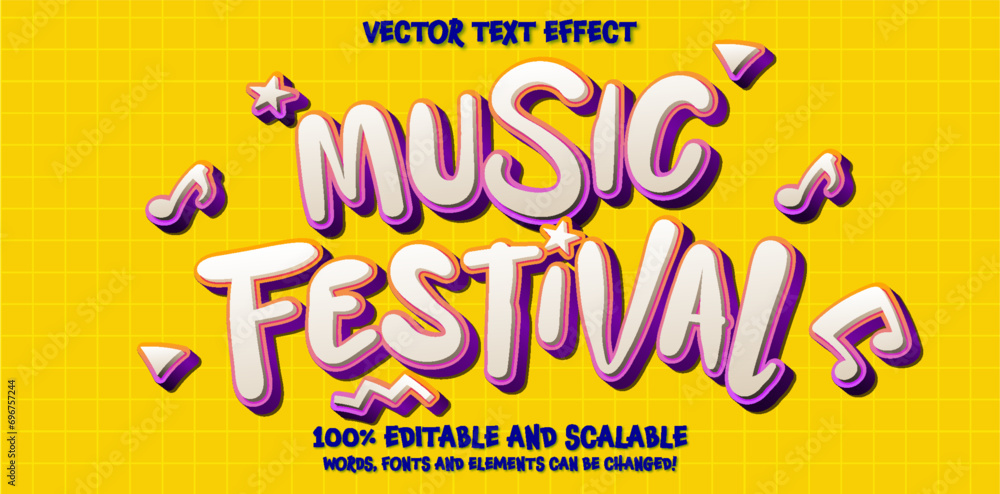 Editable text effect Music Festival 3d Cartoon template style premium ...
