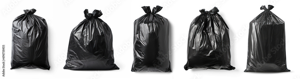 A collection of trash bag different shape on a transparency background - obrazy, fototapety, plakaty 