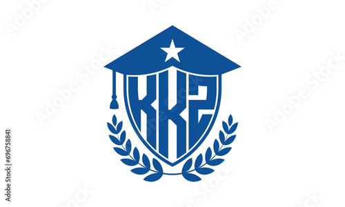 KKZ three letter iconic academic logo design vector template. monogram, abstract, school, college, university, graduation cap symbol logo, shield, model, institute, educational, coaching canter, tech	