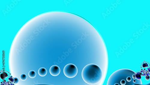 wide format pale blue and turquoise coloured small and smaller air bubbles  photo
