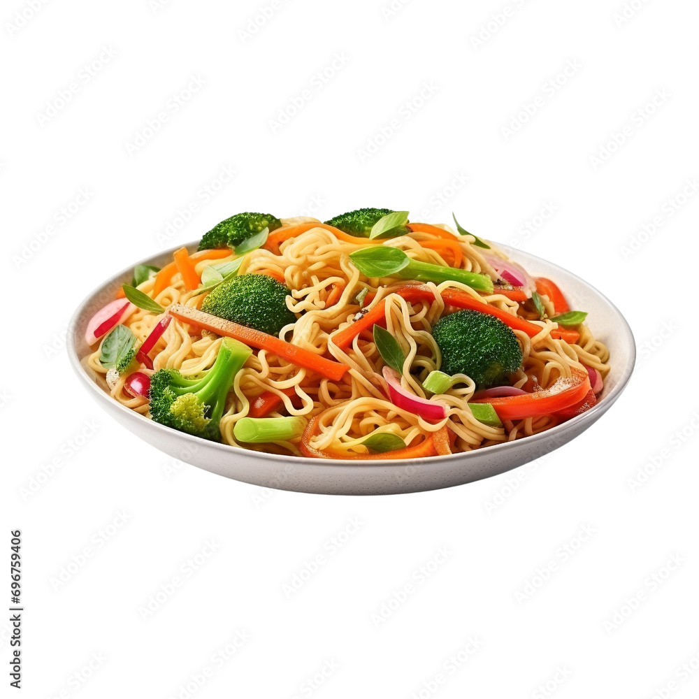 Noodles with vegetables clip art