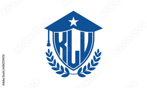 KLU three letter iconic academic logo design vector template. monogram, abstract, school, college, university, graduation cap symbol logo, shield, model, institute, educational, coaching canter, tech	