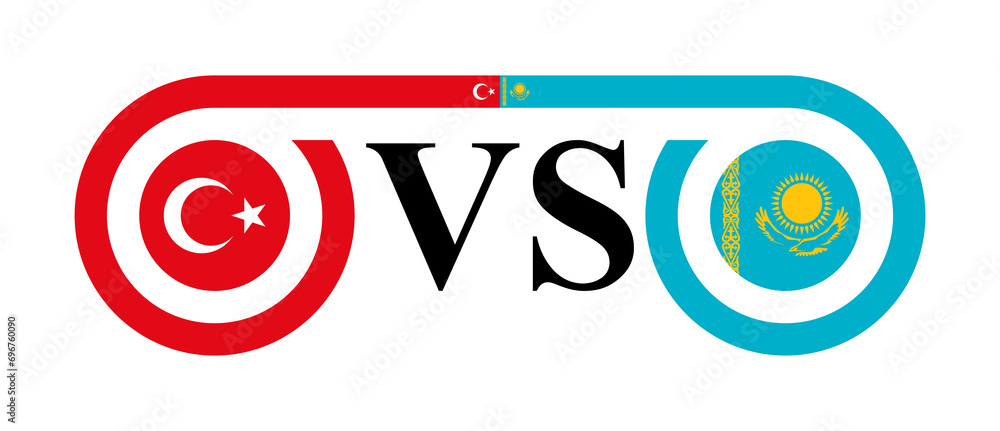 concept between turkey vs kazakhstan. vector illustration isolated on white background