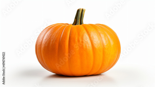 One fresh orange pumpkin isolated on white background