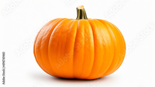 One fresh orange pumpkin isolated on white background