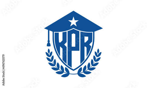 KPR three letter iconic academic logo design vector template. monogram, abstract, school, college, university, graduation cap symbol logo, shield, model, institute, educational, coaching canter, tech	