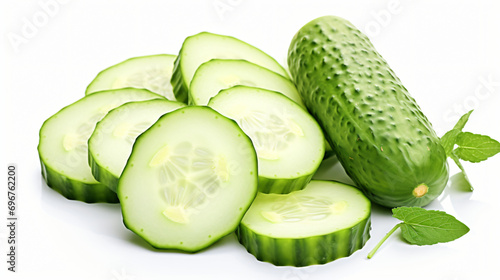 Fresh whole and sliced cucumber