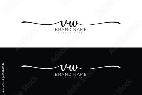 Aw initial monogram handwritten signature logo design photo