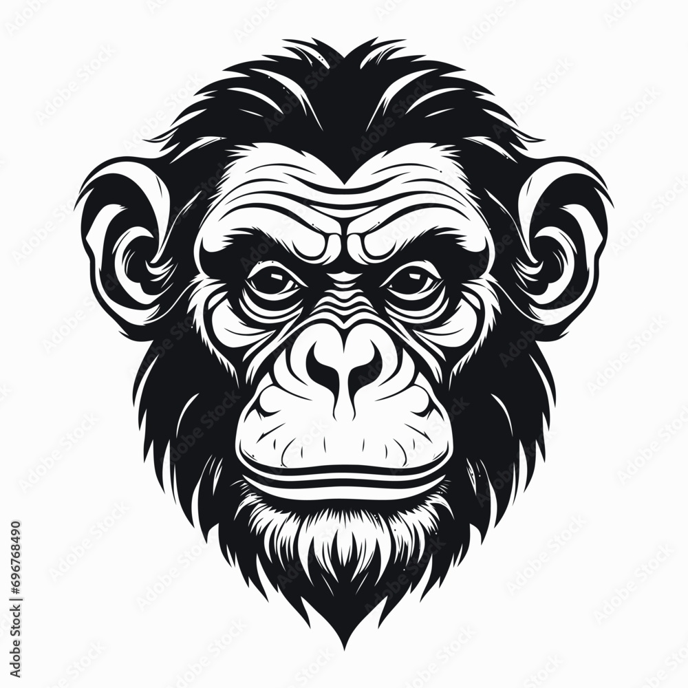 monkey vector logo simple realistic nature primate africa gorilla marmoset chimpanzee art drawing illustration wild animal 