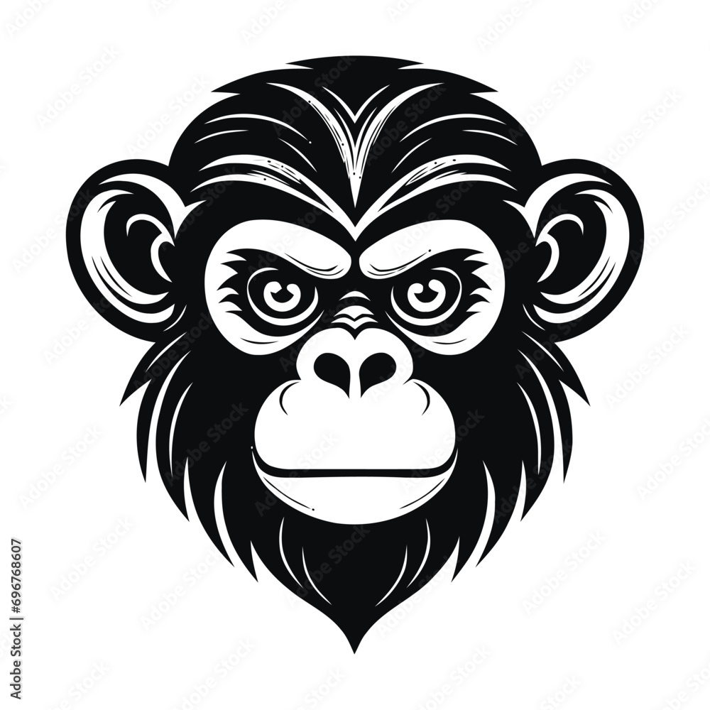 monkey vector logo simple realistic nature primate africa gorilla marmoset chimpanzee art drawing illustration wild animal 