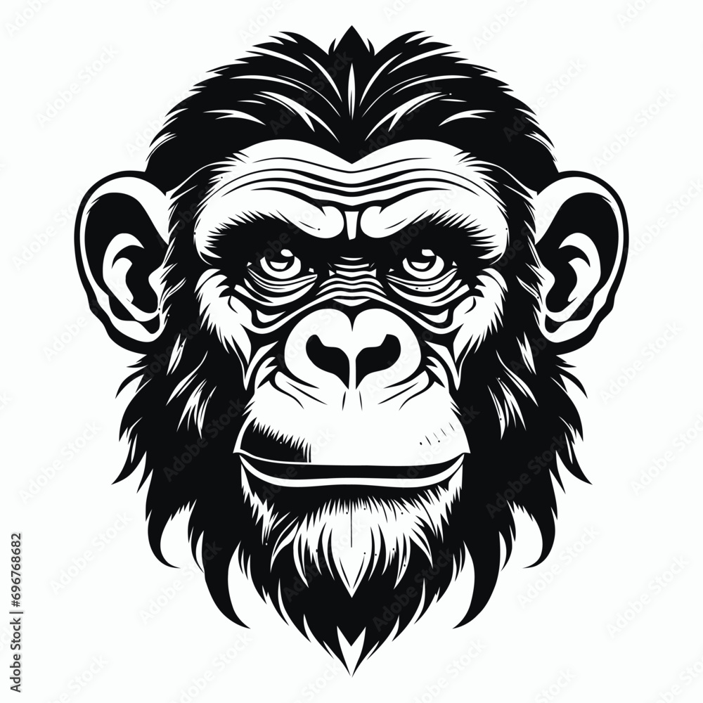 monkey vector logo simple realistic nature primate africa gorilla marmoset chimpanzee art drawing illustration wild animal 