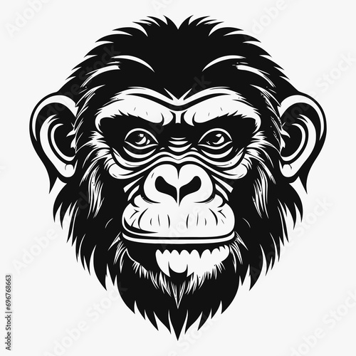 monkey vector logo simple realistic nature primate africa gorilla marmoset chimpanzee art drawing illustration wild animal 