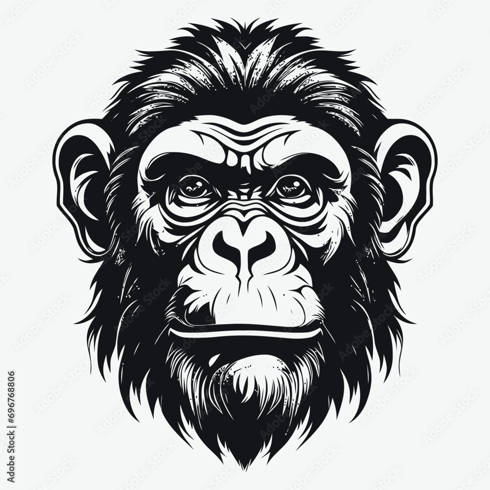 monkey vector logo simple realistic nature primate africa gorilla marmoset chimpanzee art drawing illustration wild animal 