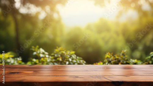 Wooden dining table blurred window