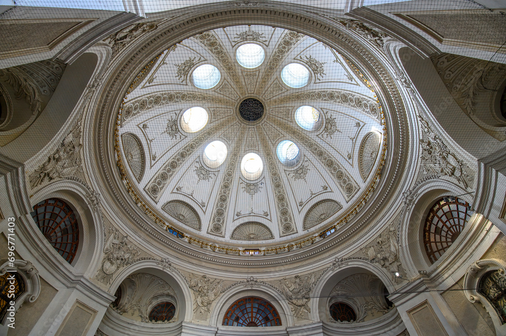 Dome or cupola of the Michaelertrakt of the Hofburg baroque palace complex in Vienna, Austria