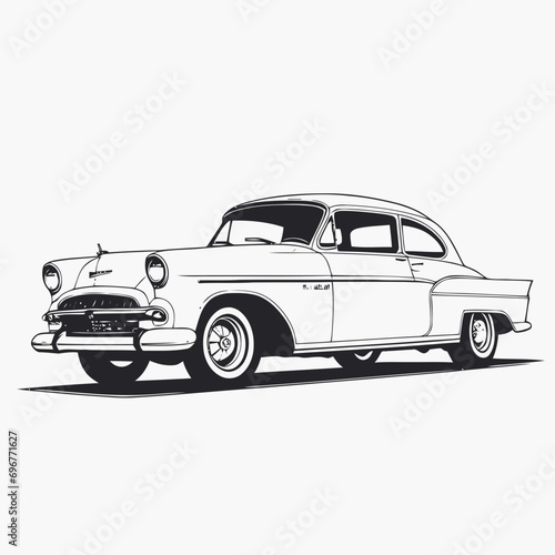 car logo drawing retro illustration 