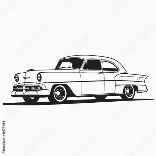 car logo drawing retro illustration 