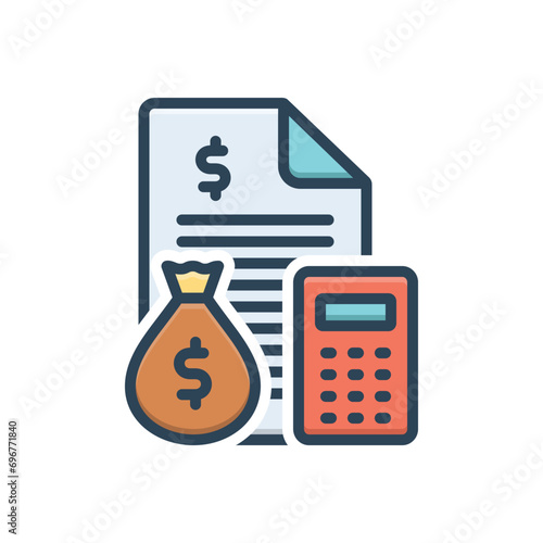 Color illustration icon for budget