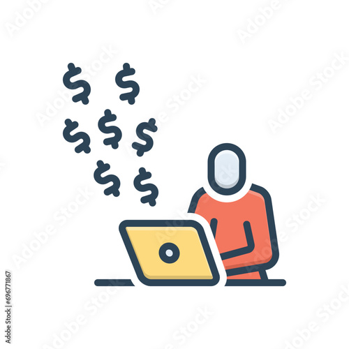 Color illustration icon for earning
