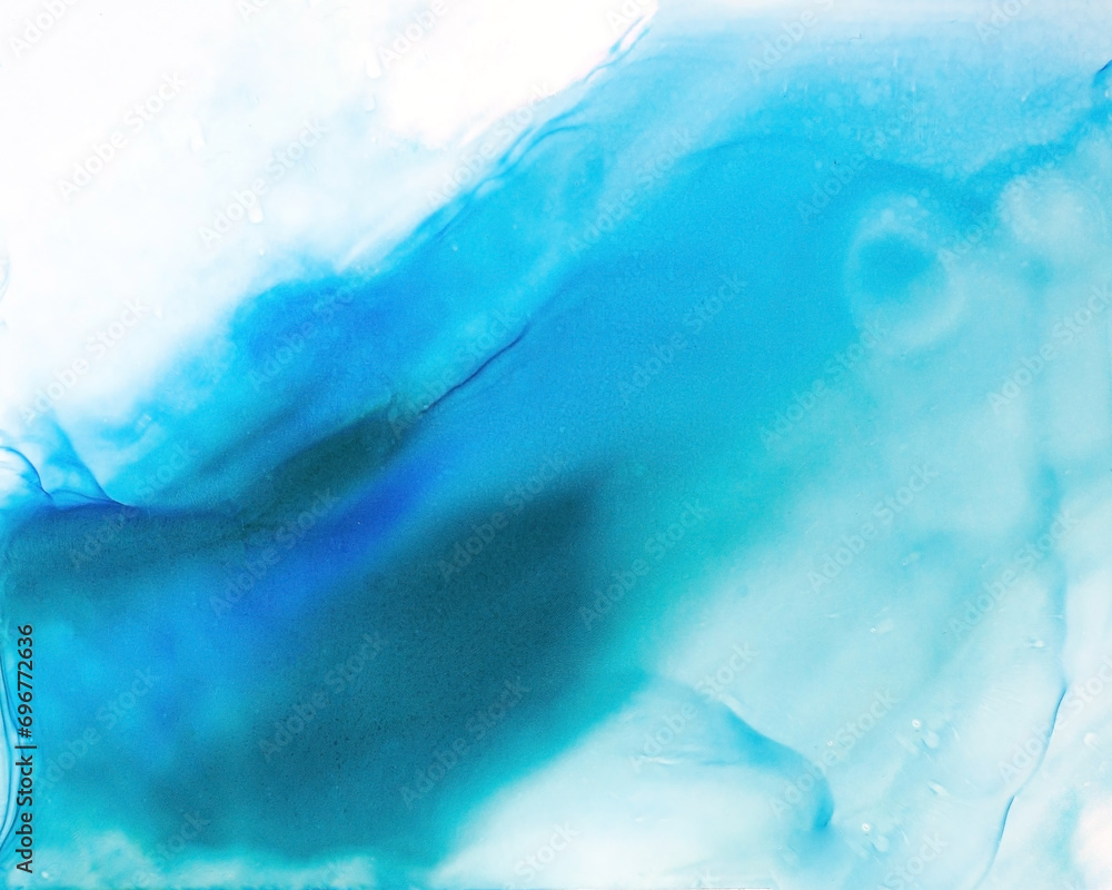 Blue and turquoise hand painted abstract backgrounds and textures alcohol ink art.