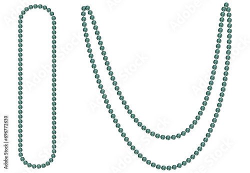 Hand drawn watercolor Mardi Gras carnival symbols. String of beads necklace jewelry throws in traditional color. Single object isolated on white background. Design for party invitation, print, shop photo