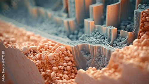 An electron microscope of a molten salt battery, showcasing the unique design that allows it to store and release energy at high temperatures. photo