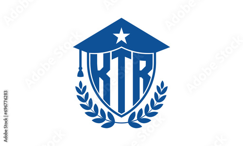 KTR three letter iconic academic logo design vector template. monogram, abstract, school, college, university, graduation cap symbol logo, shield, model, institute, educational, coaching canter, tech 