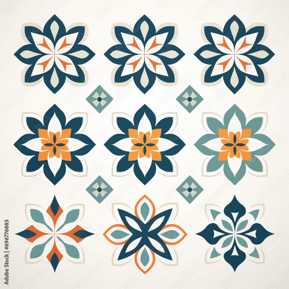 Obraz premium flower, pattern, floral, seamless, vector, illustration, flowers, design, spring, decoration, wallpaper, nature, art, summer, ornament, texture, set, blossom, element, pink, leaf, plant, textile, back