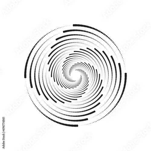 Halftone dots circle. Fibonacci Sequence - design element