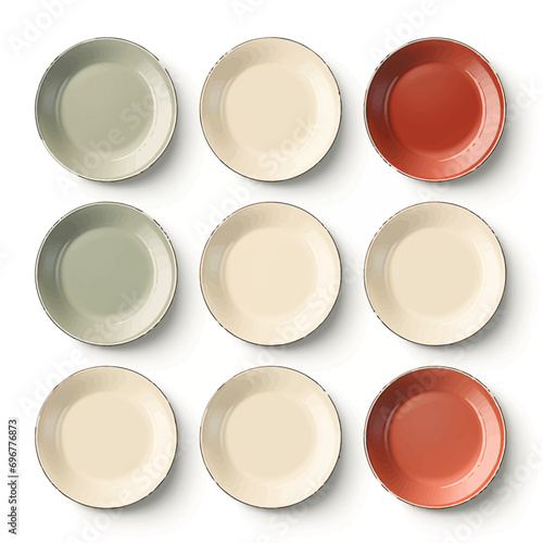 plate, empty, isolated, white, dish, clean, dishware, food, object, dinner, kitchen, circle, round, utensil, blank, restaurant, china, bowl, red, porcelain, dining, table, top, nobody, meal