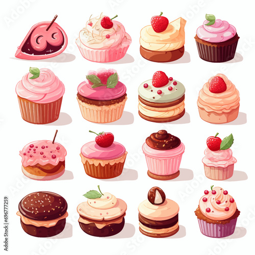 cake, cupcake, food, dessert, sweet, chocolate, cream, vector, bakery, strawberry, birthday, muffin, candy, pattern, illustration, cherry, fruit, seamless, set, delicious, pastry, tasty, decoration, s
