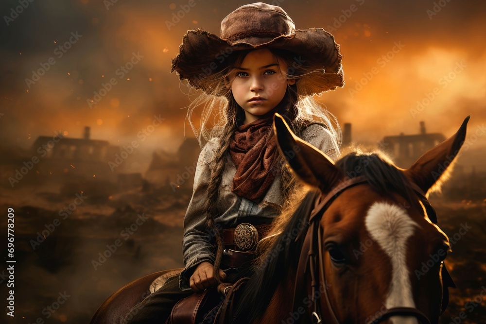 Creative Cowboy banner portrait. Rodeo bandit. Fictional person. Generate Ai Creative Cowboy banner portrait. Rodeo bandit. Fictional person. Generate Ai