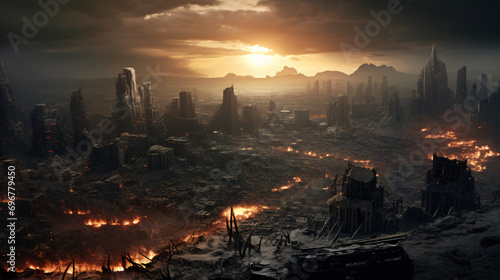 Illustration of Armageddon on dead planet