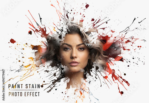 Paint Stains Dispersion Photo Effect Mockup. Generative Ai