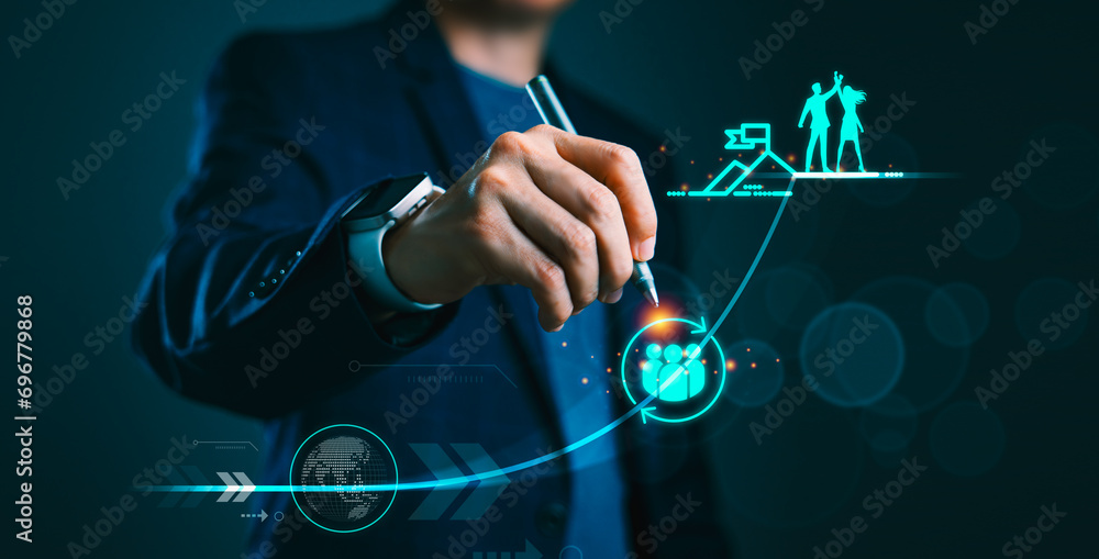 Fototapeta premium Team Triumph: Dynamic Business Collaboration Fuels Success